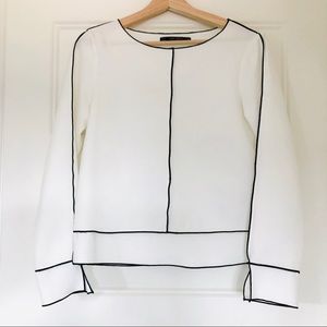Zara Basic white blouse with black piping